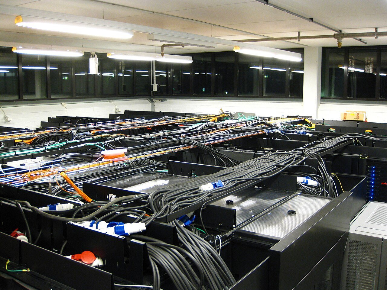 Server room representing the AI compute that turns building thermal imagery into analytics