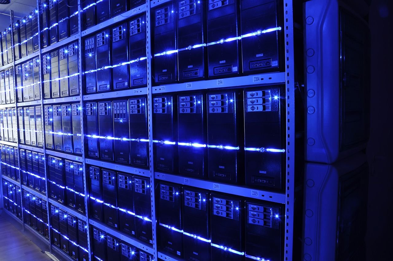 Data centre server hall, where building-envelope heat gain adds to the cooling load